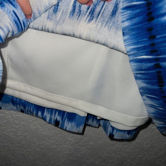 Tahari Arthur S. Levine Blue Ikat Print Linen‎ Blend Dress Size 10 - Picture 6 of 11